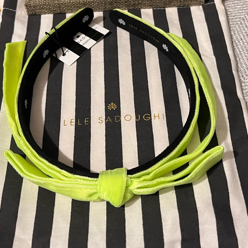 LELE SADOUGHI NWT AUTHENTIC NEON SUNSHINE BARDOT SLIM VELVET RIBBON HEADBAND - Picture 6 of 12